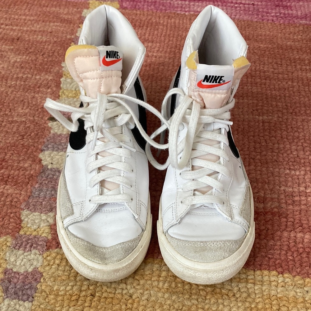 White and black Nike Blazers